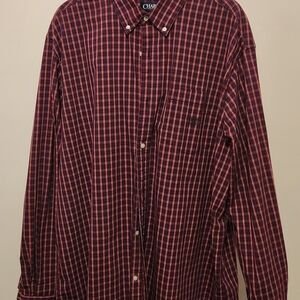 Chaps Red and Black Casual Plaid Shirt